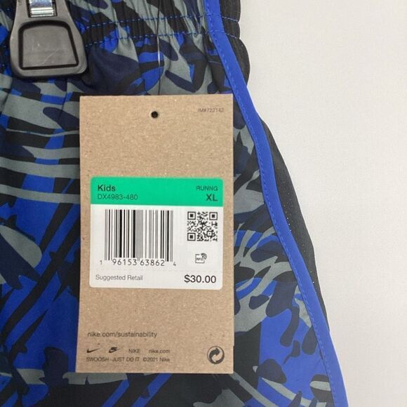 Girls Nike Running Shorts with Liner XL Blue/black/Gray/white - Picture 4 of 5